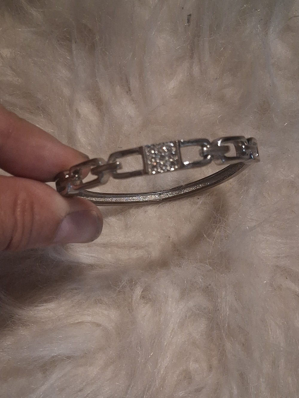 Fashion Jewelry Silver Tone Pave Link Bracelet
